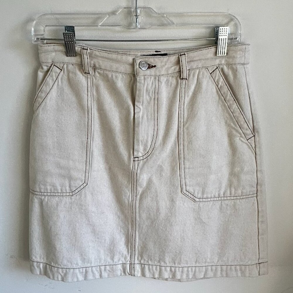 A.P.C. Ecru Denim Utility Mini Skirt | Size 38